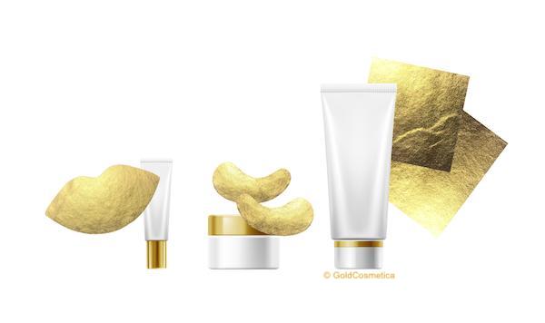 Skin care products combined with masks made of cosmetic gold leaf by GoldCosmetica
