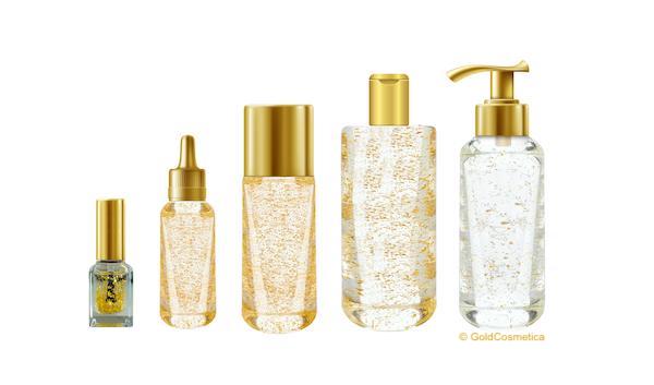 Skin care products with cosmetic gold leaf by GoldCosmetica