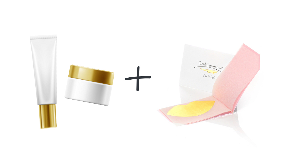 GoldCosmetica lip mask Gold 999 (24K) in combination with lip balm