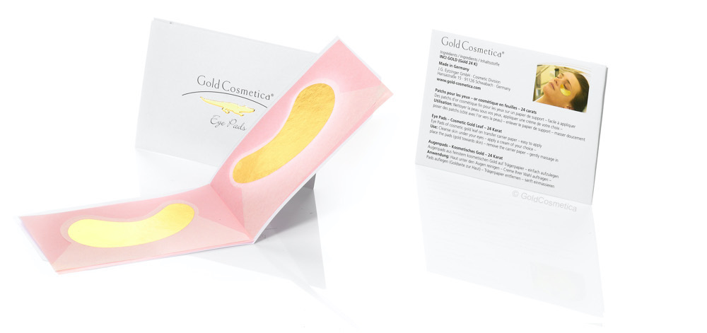 GoldCosmetica eye patches Gold 999 (24K) back and front of packaging