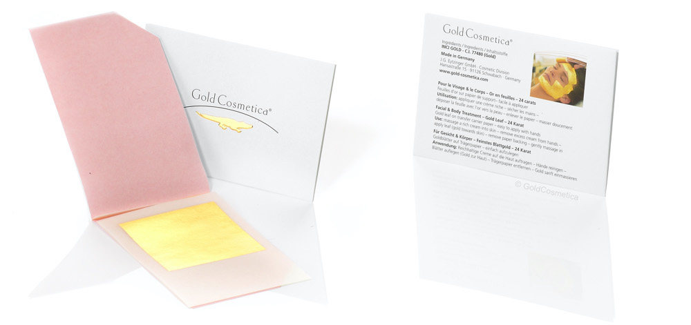 GoldCosmetica facial treatment Gold 999 (24K) back and front of packaging