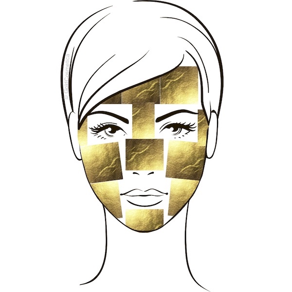 GoldCosmetica facial with 12 gold leaf sheets